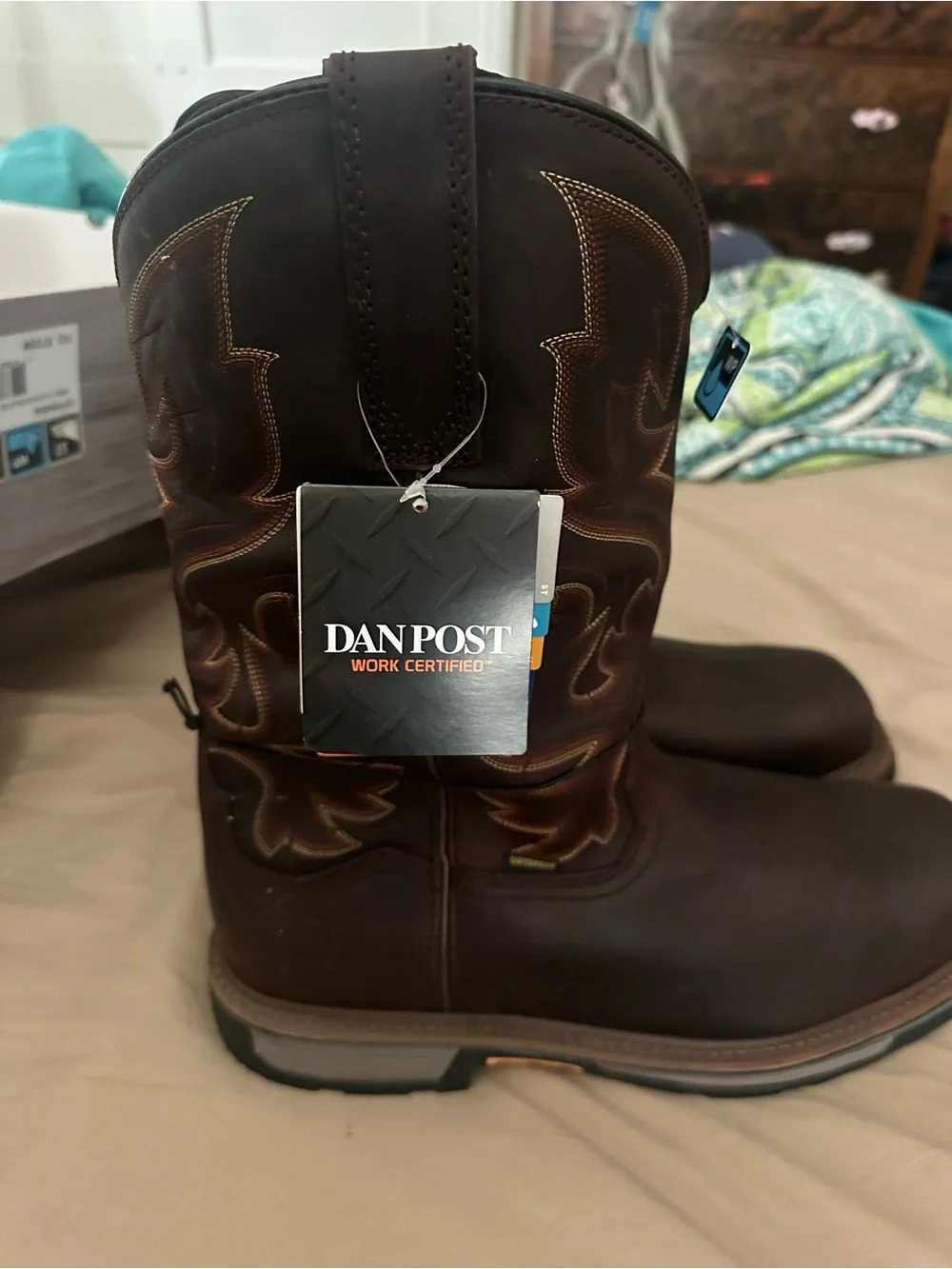 Dan Post Dark Brown Work Certified Pull-On Western Boots